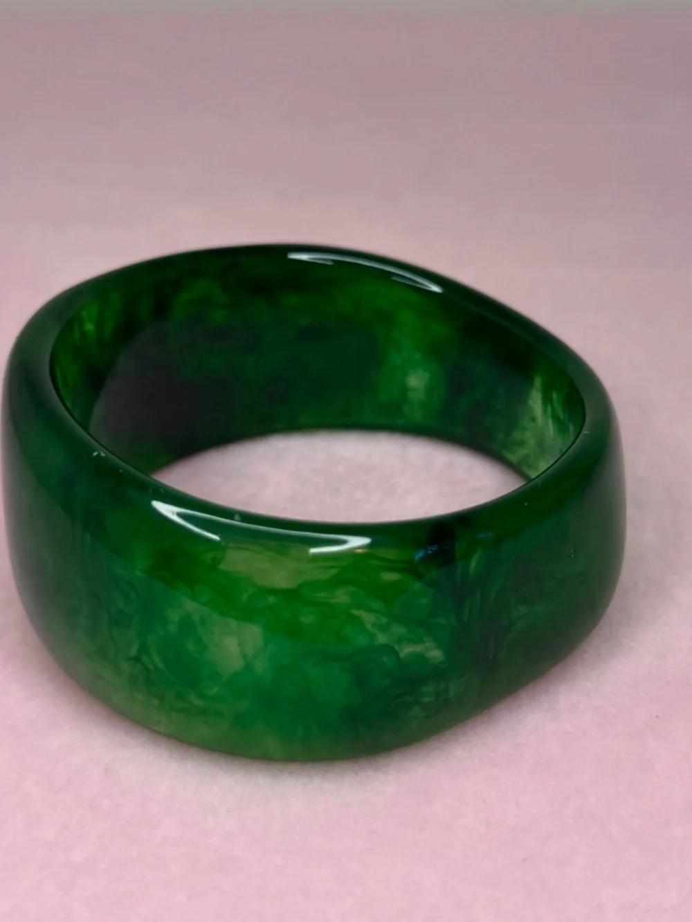Green Chunky Bangle Bracelet Set – Oversized Statement Dark Emerald Stack